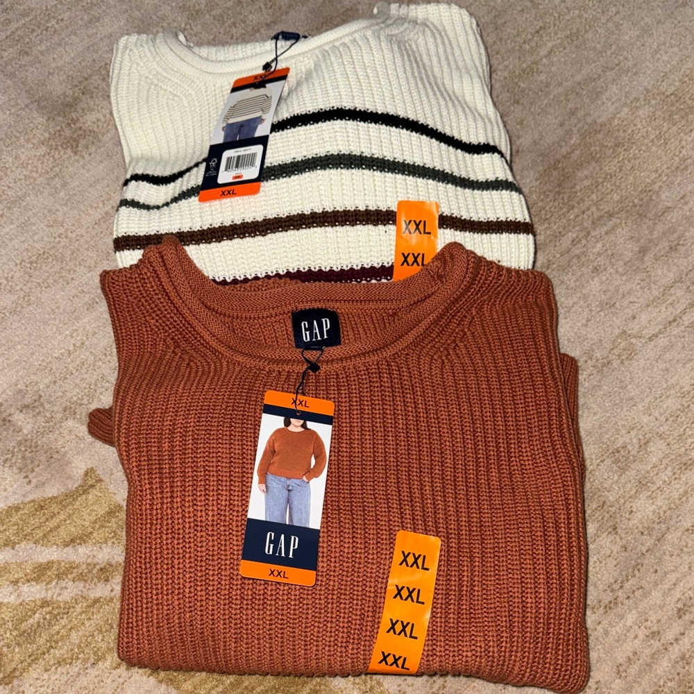 GAP womens Crewneck Sweater - White and Brown